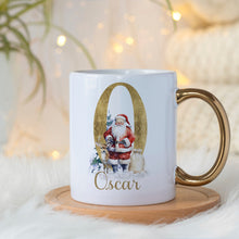 Load image into Gallery viewer, Personalised Christmas Mug, Gold Handle Christmas Mug, Hot Chocolate Christmas Mug
