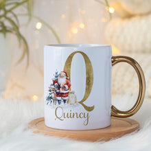 Load image into Gallery viewer, Personalised Christmas Mug, Gold Handle Christmas Mug, Hot Chocolate Christmas Mug
