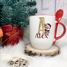 Load image into Gallery viewer, Red Handle Spoon Mug, Personalised Red Handle Spoon Mug, Hot Chocolate Mug with matching spoon
