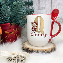 Load image into Gallery viewer, Red Handle Spoon Mug, Personalised Red Handle Spoon Mug, Hot Chocolate Mug with matching spoon
