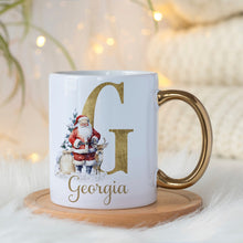 Load image into Gallery viewer, Personalised Christmas Mug, Gold Handle Christmas Mug, Hot Chocolate Christmas Mug
