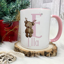 Load image into Gallery viewer, Personalised Christmas Mug, Pink Handled Christmas Mug, Christmas Hot Chocolate Mug
