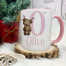 Load image into Gallery viewer, Personalised Christmas Mug, Pink Handled Christmas Mug, Christmas Hot Chocolate Mug
