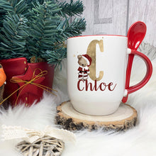 Load image into Gallery viewer, Red Handle Spoon Mug, Personalised Red Handle Spoon Mug, Hot Chocolate Mug with matching spoon
