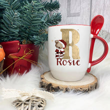 Load image into Gallery viewer, Red Handle Spoon Mug, Personalised Red Handle Spoon Mug, Hot Chocolate Mug with matching spoon
